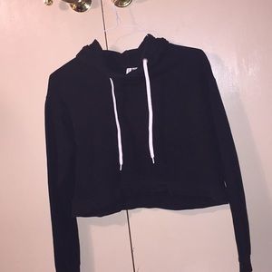 Black Cropped Hoodie